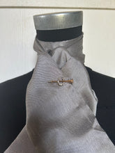 Load image into Gallery viewer, Self Tie Traditional Stock- Silver Grey Faux Silk