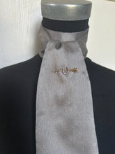 Load image into Gallery viewer, Self Tie Traditional Stock- Silver Grey Faux Silk
