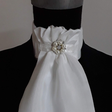 Load image into Gallery viewer, Ready Tied Stock - White Faux Silk Gathers