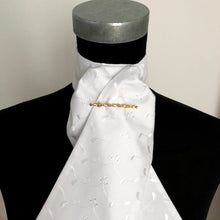Load image into Gallery viewer, Self Tie Traditional Stock- White Embroidered Cotton