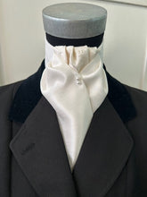 Load image into Gallery viewer, Ready Tied Stock - Ivory Faux Silk with Contrast Brocade Gathers