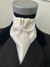 Load image into Gallery viewer, Ready Tied Stock - Ivory Faux Silk with Contrast Brocade Gathers