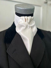 Load image into Gallery viewer, Ready Tied Stock - Ivory Faux Silk with Contrast Brocade Gathers