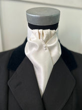 Load image into Gallery viewer, Ready Tied Stock - Ivory Faux Silk with Contrast Brocade Gathers