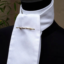Load image into Gallery viewer, Self Tie Traditional Stock- White Cotton Pique
