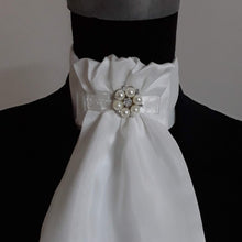 Load image into Gallery viewer, Ready Tied Stock - White Faux Silk Gathers