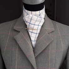 Load image into Gallery viewer, Self Tie Traditional Tattersall Check Stock- Blue and Cream