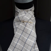Load image into Gallery viewer, Self Tie Traditional Tattersall Check Stock- Taupe and Blue.