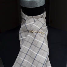 Load image into Gallery viewer, Self Tie Traditional Tattersall Check Stock- Taupe and Blue