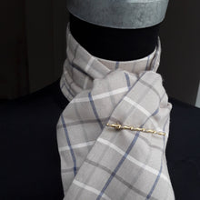 Load image into Gallery viewer, Self Tie Traditional Tattersall Check Stock- Taupe and Blue