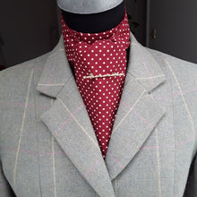 Load image into Gallery viewer, Self Tie Traditional Stock- Claret Polka Dots