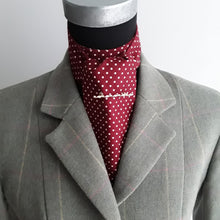 Load image into Gallery viewer, Self Tie Traditional Stock- Claret Polka Dots