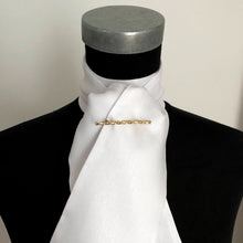 Load image into Gallery viewer, Self Tie Traditional Stock- White Faux Silk