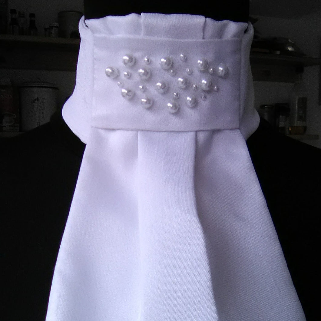 Ready Tied Stock - White Faux Silk Scatter Pearls